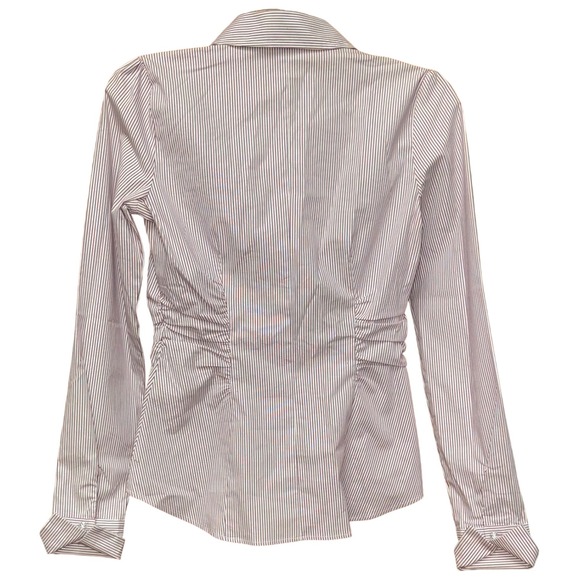 New York Co Stretch Striped Button Up Shirt Sz XS Jeweled Buttons Preppy Work - Picture 2 of 11